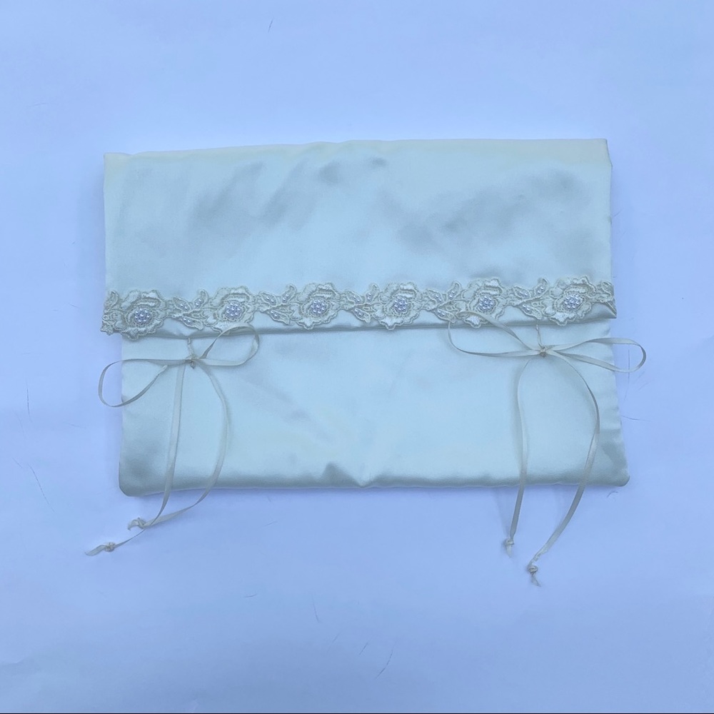 Satin and lace trim lingerie bag